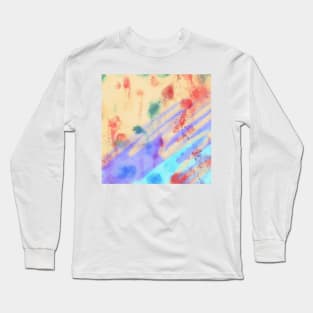 Blue purple yellow red watercolor handpainted Long Sleeve T-Shirt